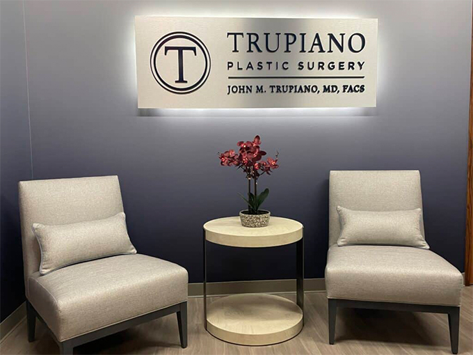 waiting area in front office at Trupiano Plastic Surgery